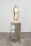 Untitled (Fear, Anxiety and Joy), (detail), 2016 Modified gypsum, spray paint,acrylic paint, concrete, ambulatory equipment, aluminum powder figure: 42 1/2 x 18 x 12 in. (108 x 45.7 x 30.5 cm); base: 45 1/2 x 22 x 17 1/2 in. (115.6 x 55.9 x 44.5 cm); sculpture: 88 x 40 x 29 1/2 in. (223.5 x 101.6 x 74.9 cm)
