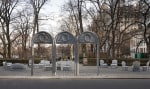 Liz Glynn Open House, (detail), 2016 cast concrete, 26 objects: 5 arches, 8 armchairs, 4 ottomans, 6 side chairs, and 3 settees dimension variable Doris F. Freedman Plaza, Central Park, New York, NY Photo: James Ewing, Courtesy of Public Art Fund, NY