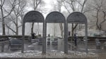 Liz Glynn Open House, (detail), 2016 cast concrete, 26 objects: 5 arches, 8 armchairs, 4 ottomans, 6 side chairs, and 3 settees dimension variable Doris F. Freedman Plaza, Central Park, New York, NY Photo: James Ewing, Courtesy of Public Art Fund, NY