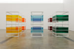 Liam Gillick&amp;nbsp;
Complete Bin Development,&amp;nbsp;2013
powder-coated aluminium, Plexiglas, 6 elements
each element 300 x 150 x 160 cm / 118.1 x 59.1 x 63

&amp;nbsp;