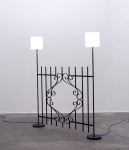 Andy Fitz

Journey&amp;#39;s End (Electric Fence), 2022

steel, wiring, lampshades, bulbs

184 x 163 x 26 cm / 72.4 x 64.2 x 10.2 in