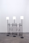 Andy Fitz
Welcome (Electric Fence), 2022
steel, wiring, lampshades, bulbs
185.5 x 181.5 x 26 cm /&amp;nbsp;73 x 71.5 x 10.2 in