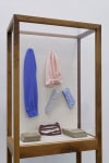 Aleana Egan,&amp;nbsp;Animated Summer, 2017, walnut vitrine, Perspex, canvas, wool cr&amp;ecirc;pe, cardboard, tape, filler, varnish, pigment, firebricks, 174 &amp;times; 67 &amp;times; 38 cm / 68.5 26.4 15 in