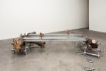 Siobh&amp;aacute;n Hapaska&amp;nbsp;
the recent incarnation of two advanced souls, 2012
aluminium, drop-forged scaffold fittings, olive trees, olive tree root balls, motors and various engineering components
97 x 350 x 160 cm / 38.2 x 137.8 x 63 in&amp;nbsp;