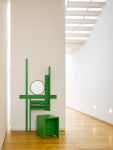 Liam Gillick&amp;nbsp;
Neural Mechanisms, 2016
birch plywood, two pack lacquer - RAL6018, mirror
2 elements, desk and stool
200 x 102.5 x 30 cm / 78.7 x 40.4 x 11.8 in&amp;nbsp;
50 x 40 x 40 cm / 19.7 x 15.7 x 15.7 in&amp;nbsp;

&amp;nbsp;