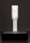 Phonebooth sculpture by Doug Aitken, twilight 2014 Cast resin, acrylic, responsive LEDs 182 x 138 x 138 cm / 71 3/4 x 54 1/4 x 54 1/4 in ​Edition of 4 + 2 AP © Doug Aitken