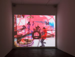 Installation view of projected film and projector by Alex Hubbard