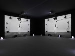 Installation view of Ugo Rondinone THANX 4 NOTHING 2015 Film installation Black &amp; white, stereo sound 2 X 4 films on video projections (films 2K, 4/3) 2 X 16 films on monitors (films HD, 4/3) 24:14 min