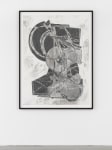 Drawing by Wyatt Kahn Untitled 2019 Graphite and correction fluid on frosted mylar Sheet 151 x 112 cm / 59 1/2 x 44 in Frame 159 x 125 x 4.5 cm / 62 1/2 x 49 1/4 x 1 3/4 in