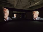 Video installation by Doug Aitken, NEW ERA 2018 Video installation with 3 channels of video (color, sound), 3 projections, freestanding room, PVC projection screens, mirrors 10:56 min / Loop Dimensions variable. Minimum room size approx 5 x 11 x 12 m