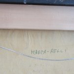 Untitled (verso signature detail), 1961

oil and collage on canvas

17 1/2&amp;quot; x 23 1/4&amp;quot;