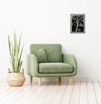 Mockup of the art hanging on a wall