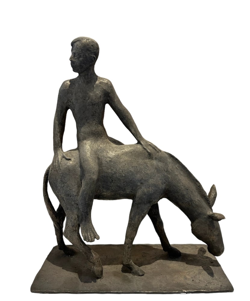 Enrique Alférez Boy Riding Burro, 1900s