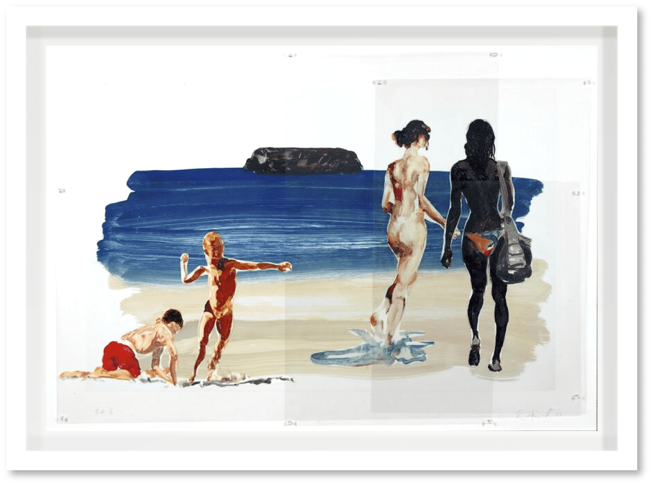 Eric Fischl, Girl Walking, Boy Throwing Stone, 2017