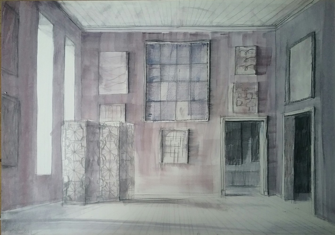 Pierre Bergian, Purple Room with Screen, 2018