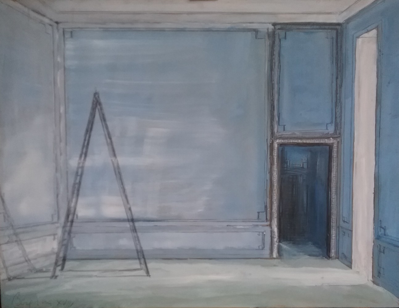 Pierre Bergian, Ladder in Blue Room, 2018