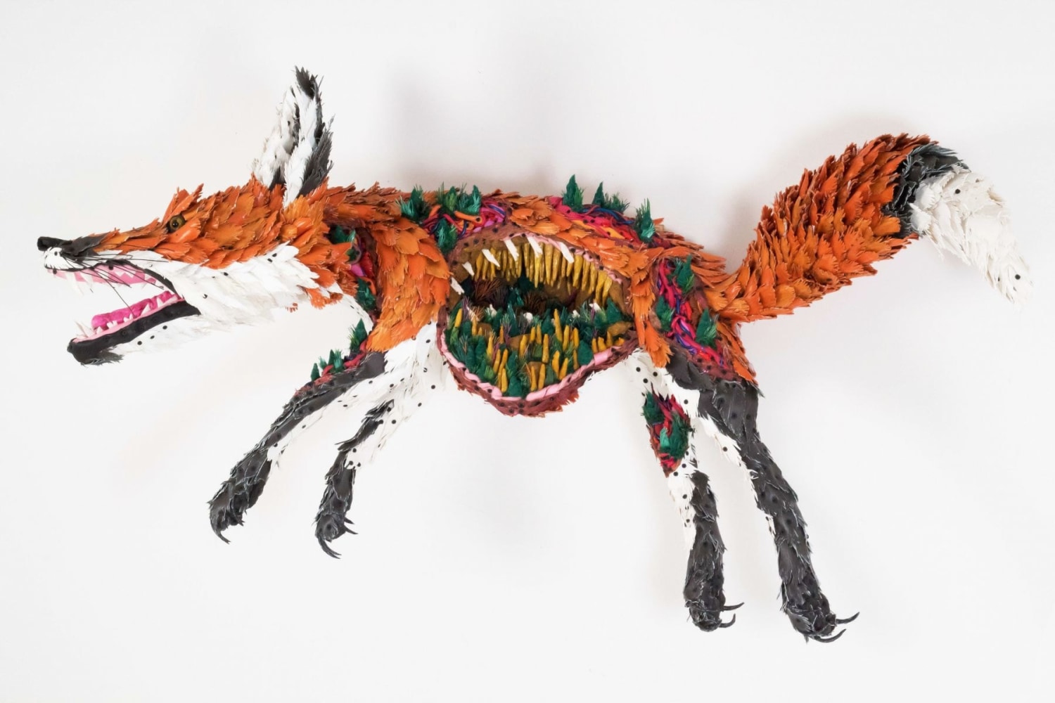 The Carrier, 2018, PVC, rubber inflatable ball, glass marble, rubber bouncy balls, vinyl house siding, screws, KIPEX plumbing pipe, wood glue, coffee grinds, cardboard papier-mache, electrical wires, steel wire, plywood, plastic strapping, dish wash scrub pads, bicycle tube, 60 x 26 x 34 inches