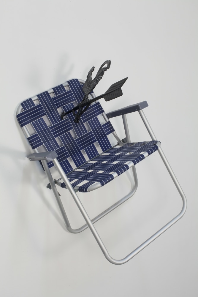 Joe Nanashe, Don't Need a Weatherman, 2018, lawn chair, weather vane, 33h x 22w x 18d in.