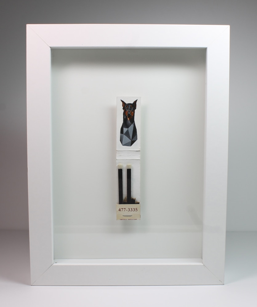 Doberman, Oil on Matchbook