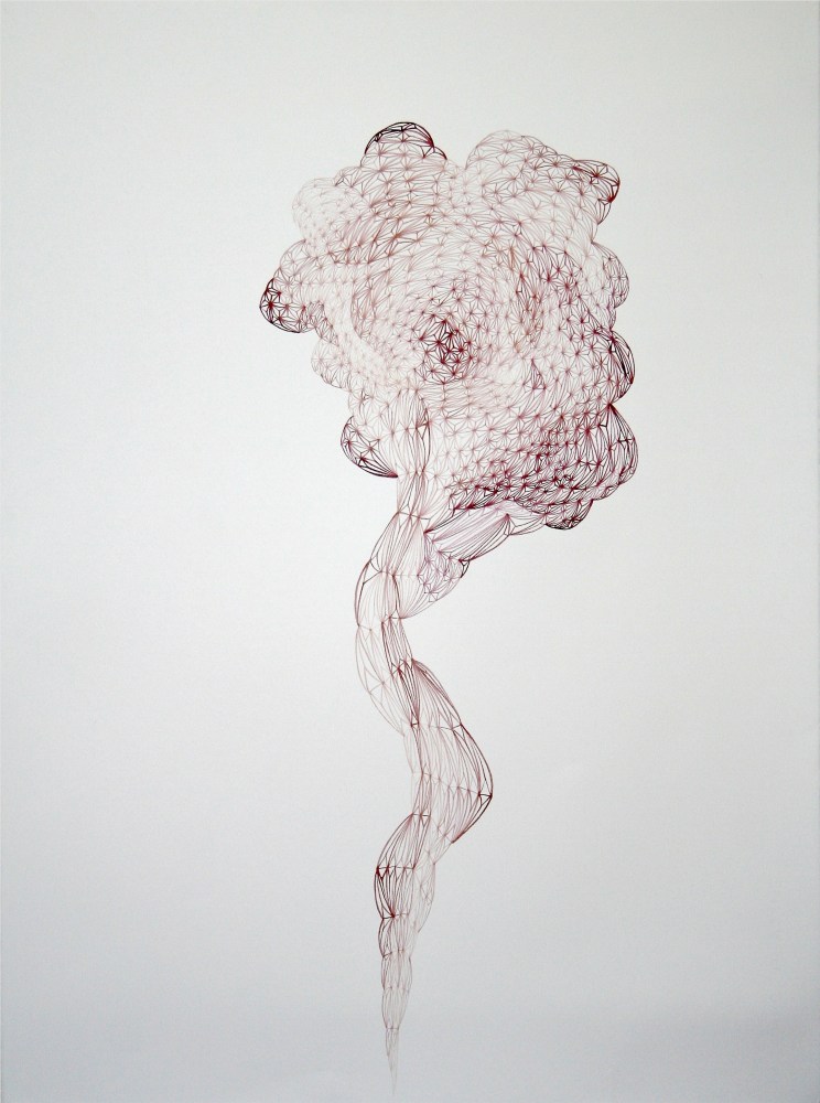 Intelligence #3 red wine on paper