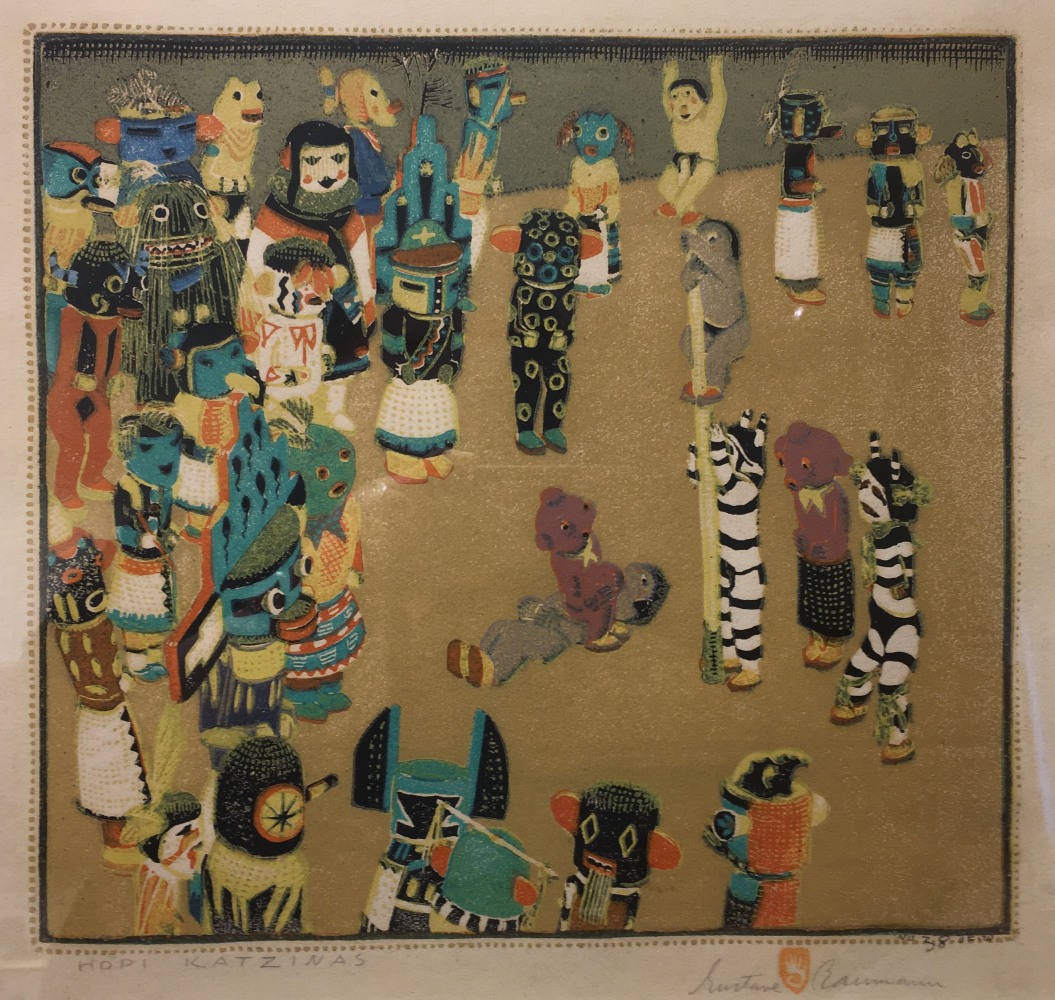 Hopi Katzinas, woodblock print