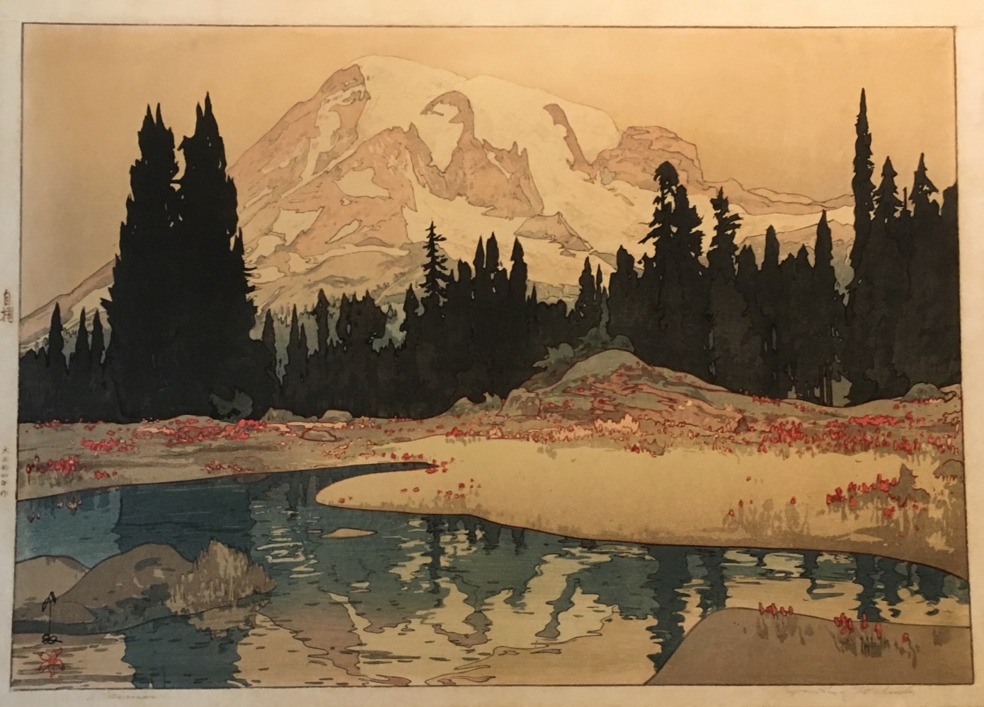 japanese woodblock print, Yoshida, Mt. Rainier