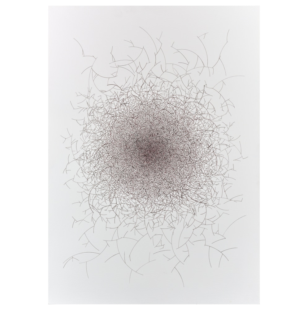 Jonathan Callan, Red Arcs, 2021. Acrylic on paper. 27.56h x 19.69w in.