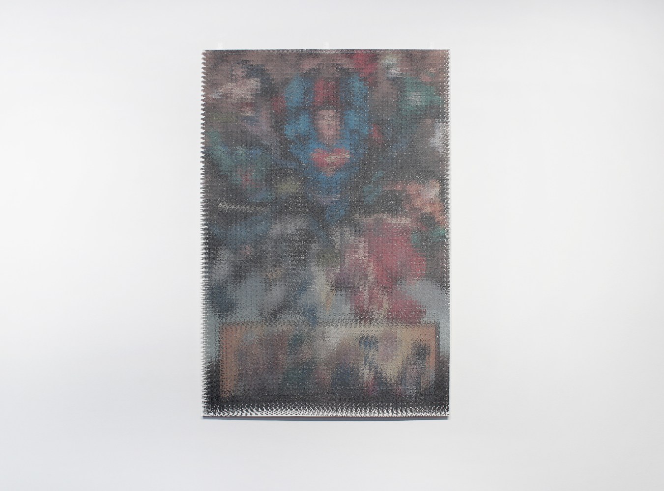 John Sparagana, Untitled (action abstraction), 2014, 25 fatigued comic book pages, sliced and mixed, 49,5 x 33.5 inches