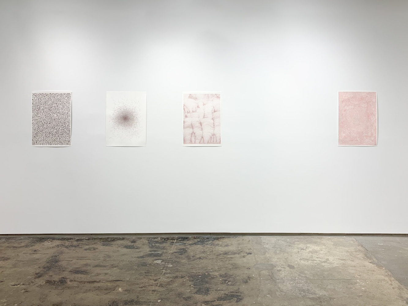 Jonathan Callan, Drawings and other objects from the living room table. Installation view.