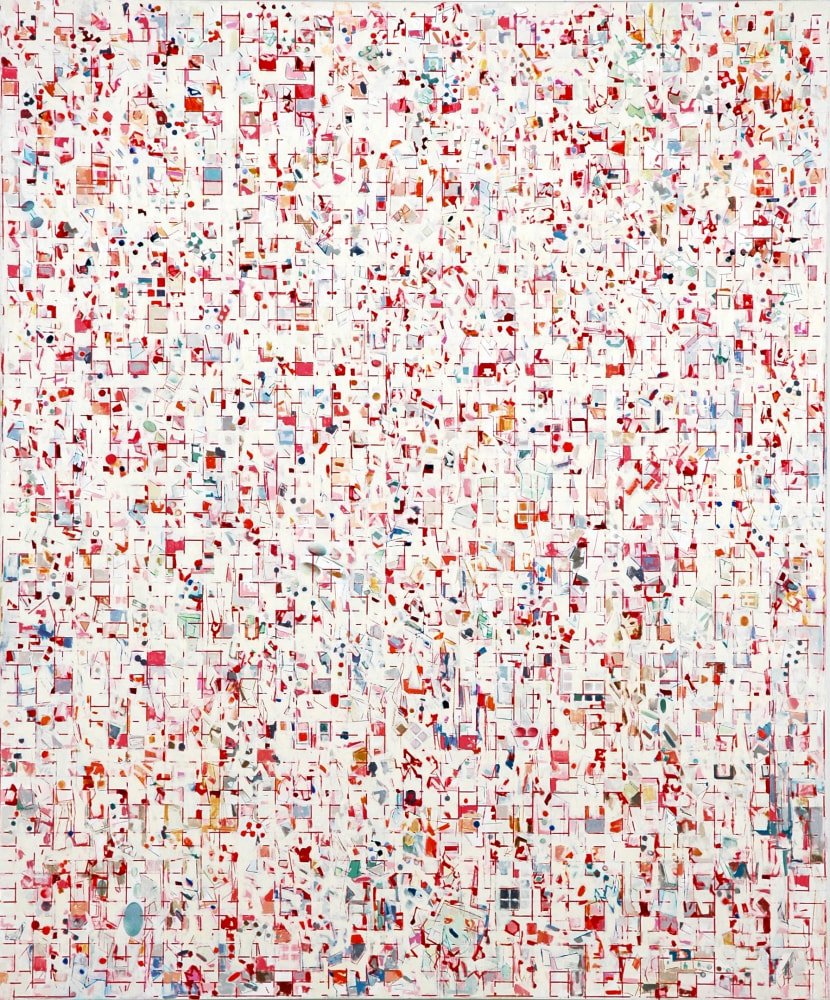 Kes Zapkus, Redress of Julliard Jazz, 2002, oil on latex spray, on cotton, 72 x 60 inches