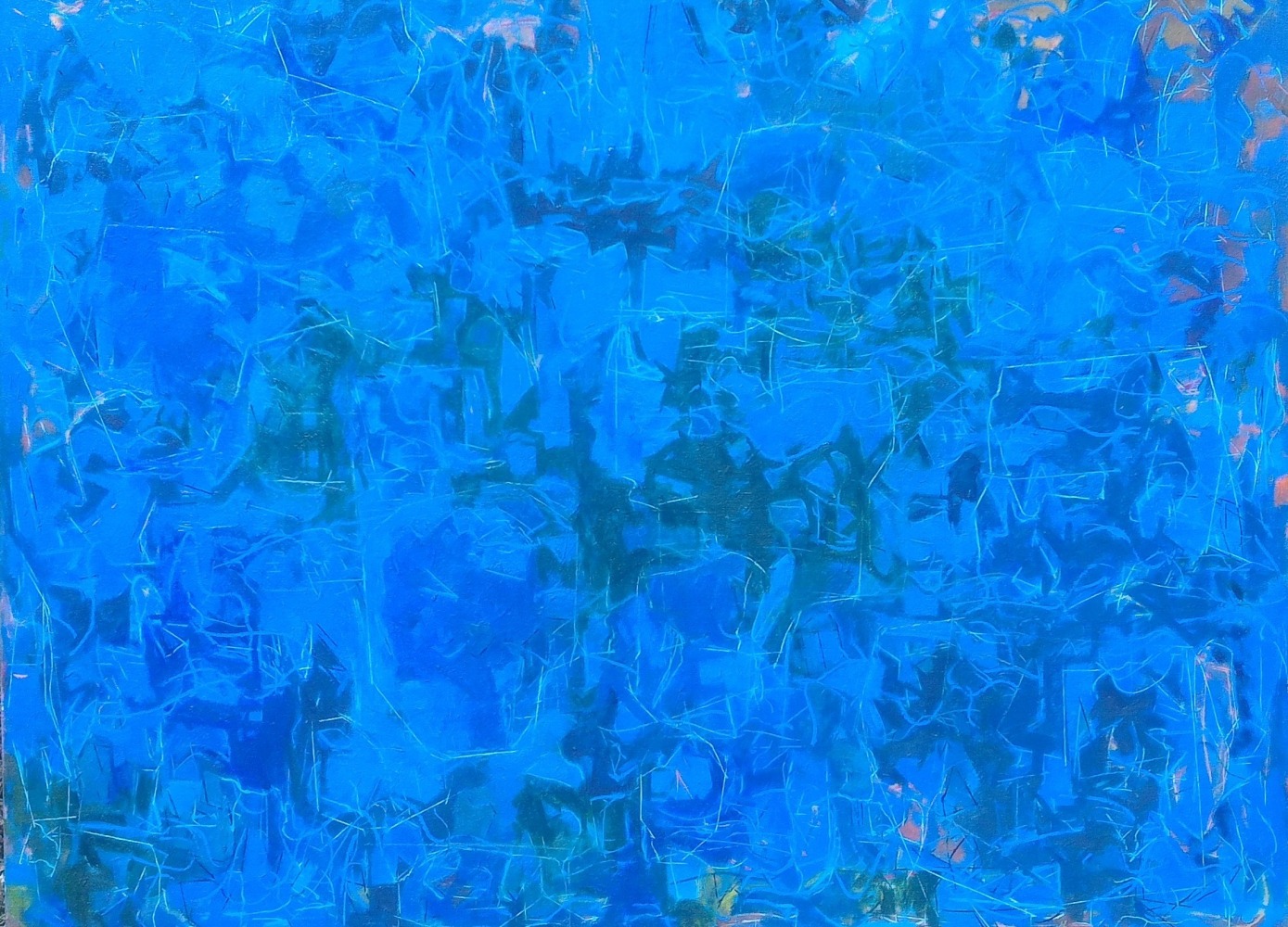 Kes Zapkus, Cobalt Tides, Oil and Acrylic on Cotton, 2015, 30 x 40 inches