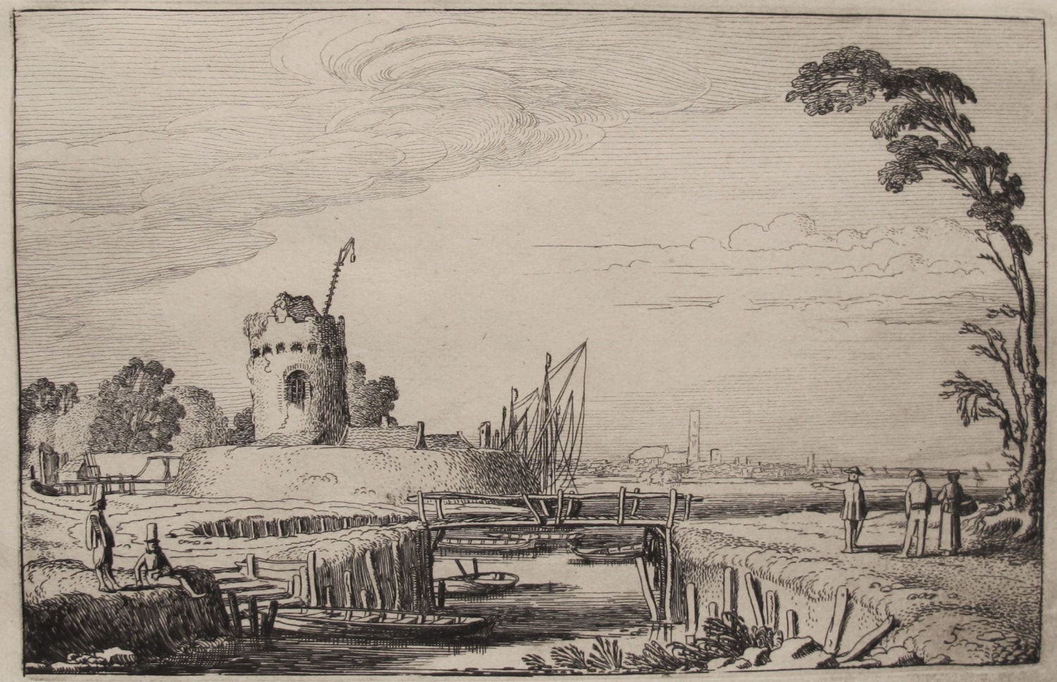 The Old Tower as a Lighthouse  Etching