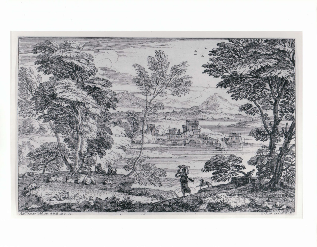 Landscape with a Maiden and her Dog  Etching