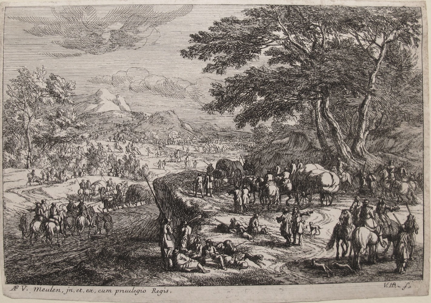 Landscape with Marching Soldiers      Etching from the Six Landscapes