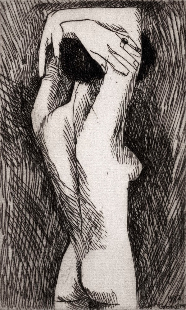 Nude Standing with Arms on Head