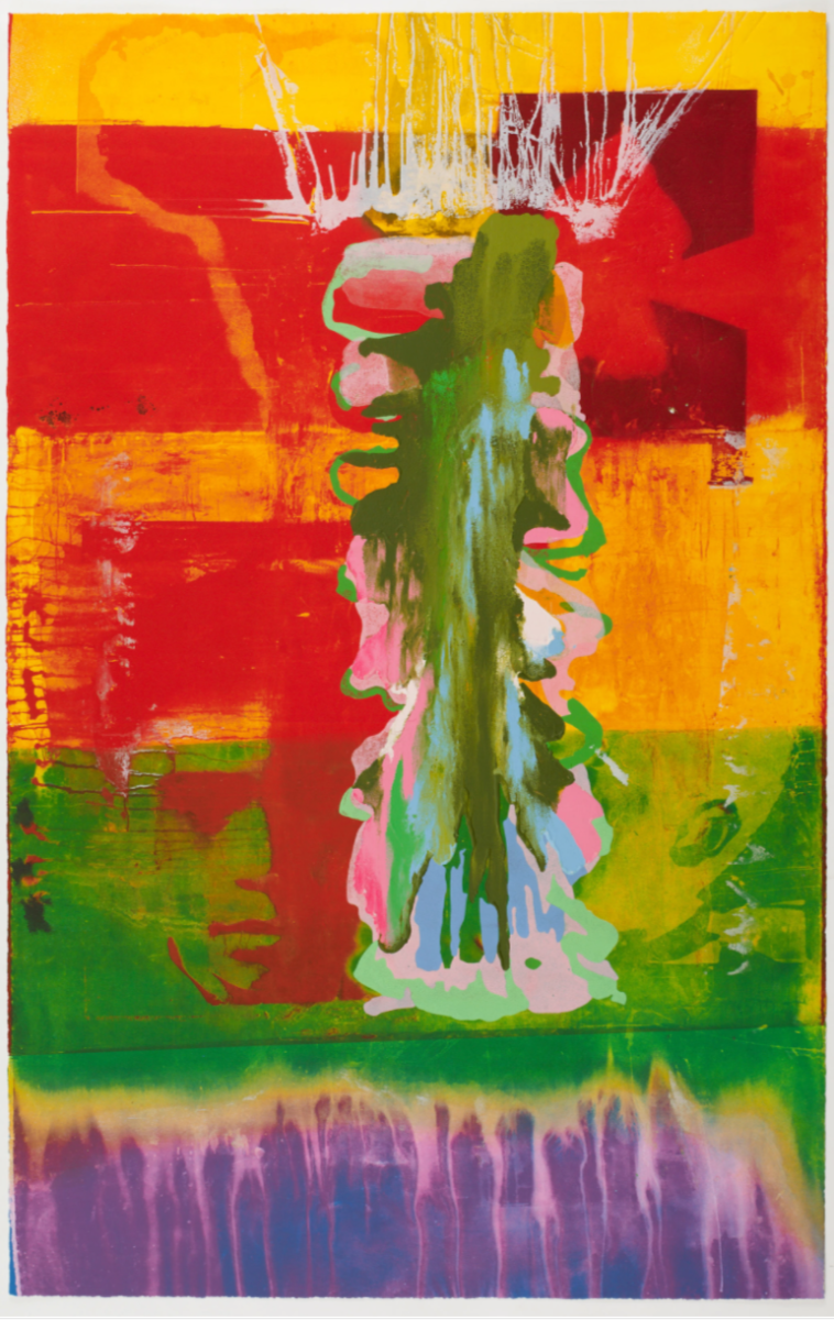 Frank Bowling, Pouring Over 2 Morrison Boys and 2 Maps I, 2019 Etching and block printing, signed and numbered, black contemporary artist