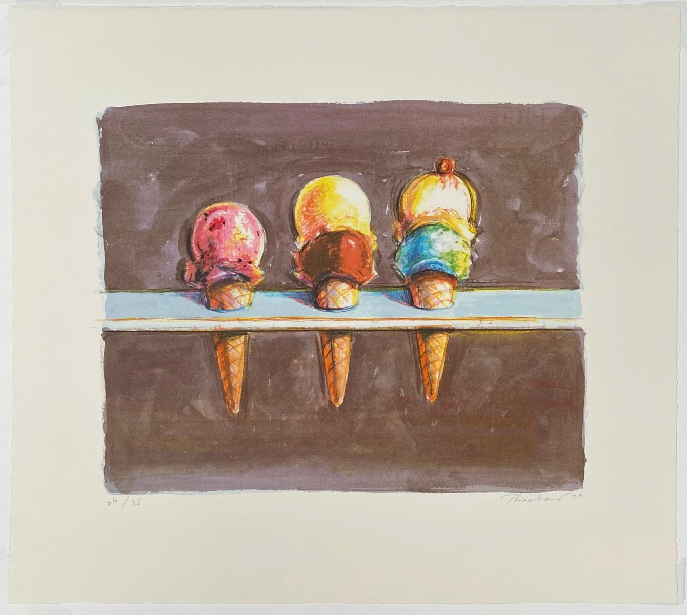 Wayne Thiebaud, Five Flavors, 2003, Lithograph