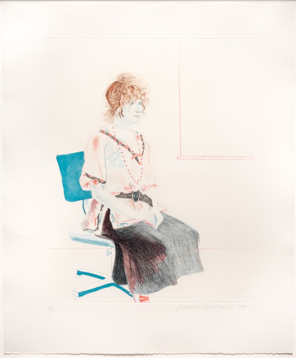 David Hockney, Celia Seated on an Office Chair, aquatint