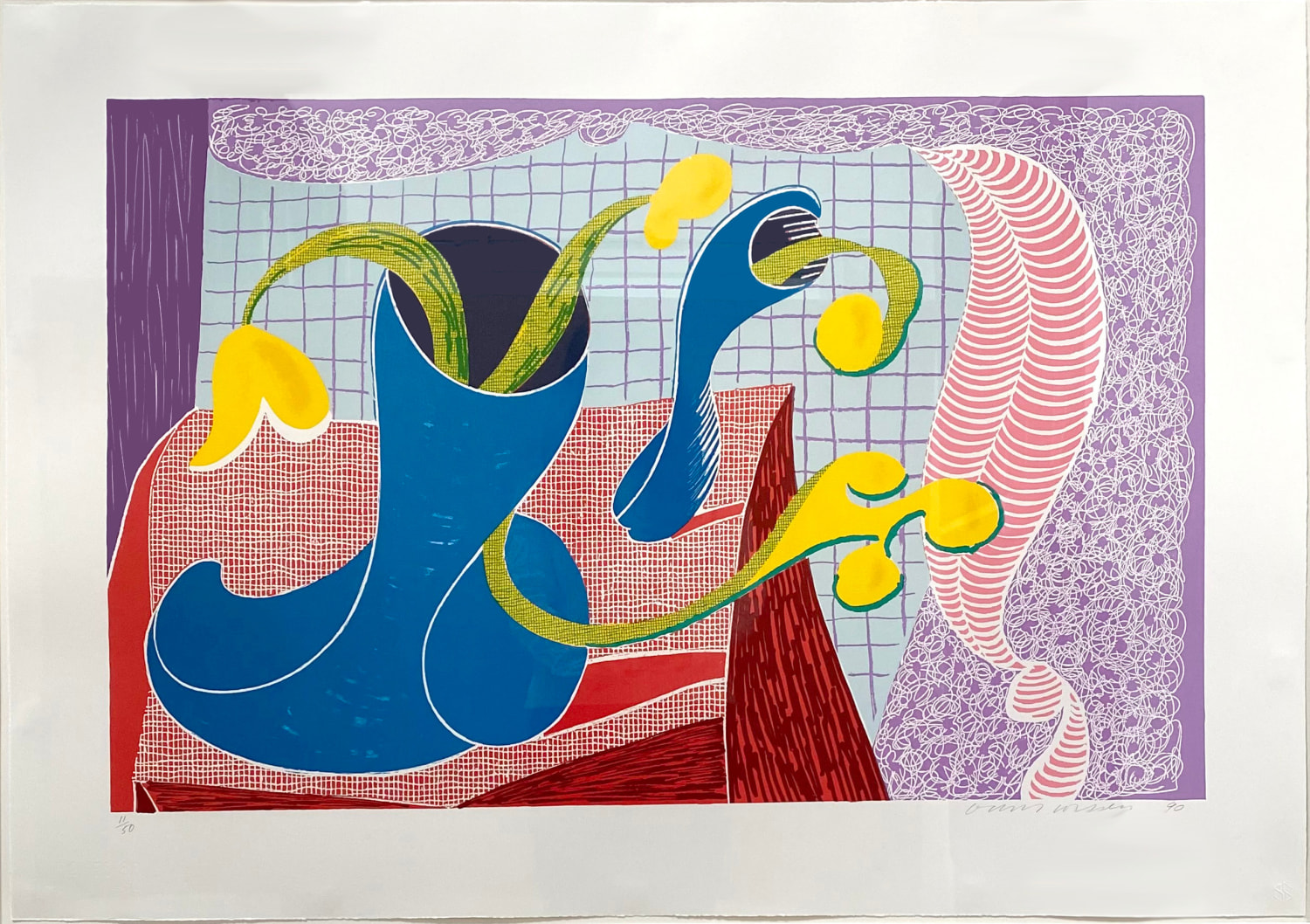David Hockney, Four Flowers in Still Life, 1990, Lithograph