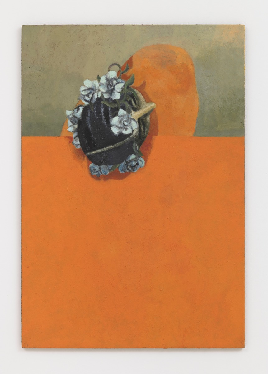 Lenz Geerk Table Portrait II, 2017 Acrylic on wool 57.1 x 39.38 in (145 x 100 cm)