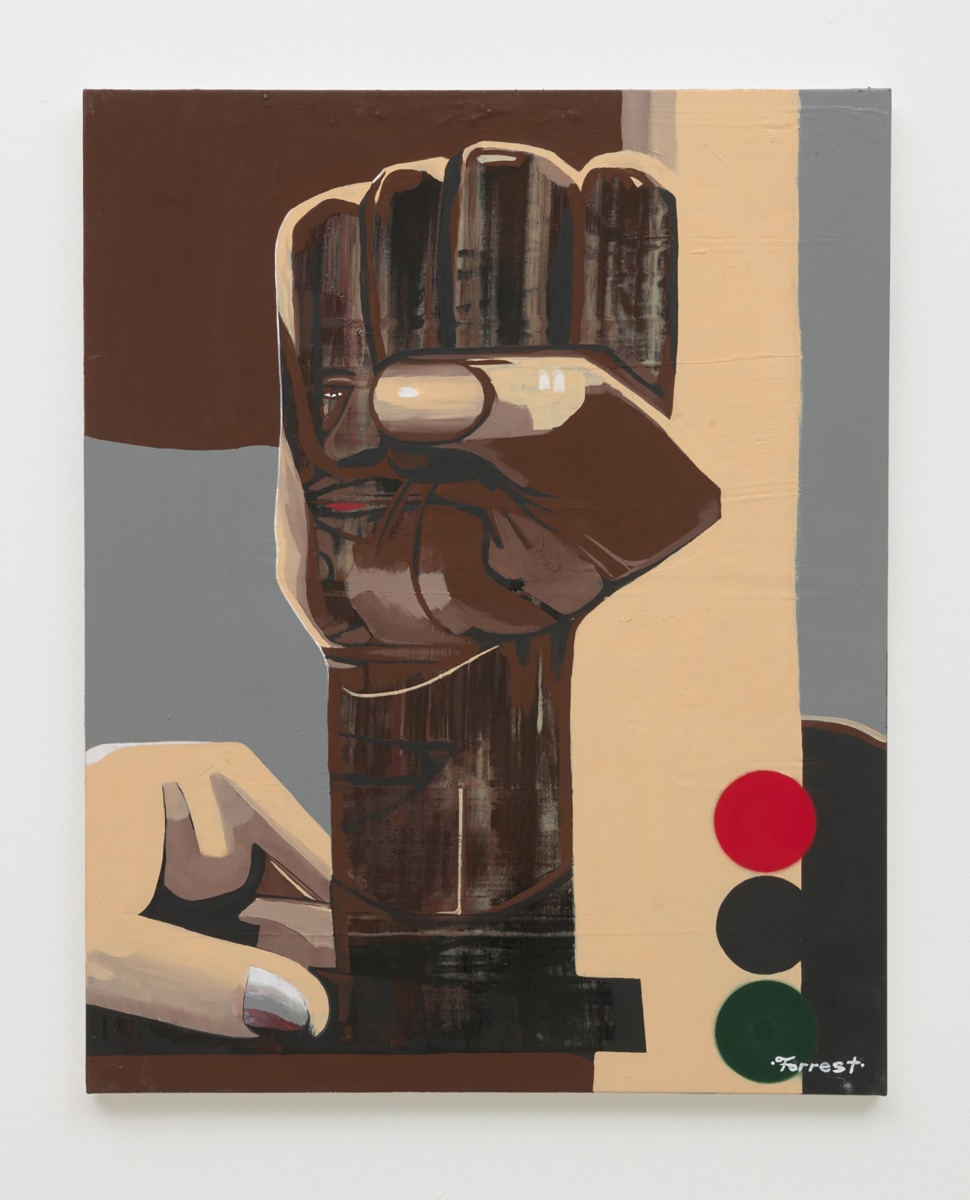 Forrest Kirk Moving The Black Power Piece, 2018 Acrylic, gorilla glue on canvas 30 x 24 in (76.2 x 61.0 cm)