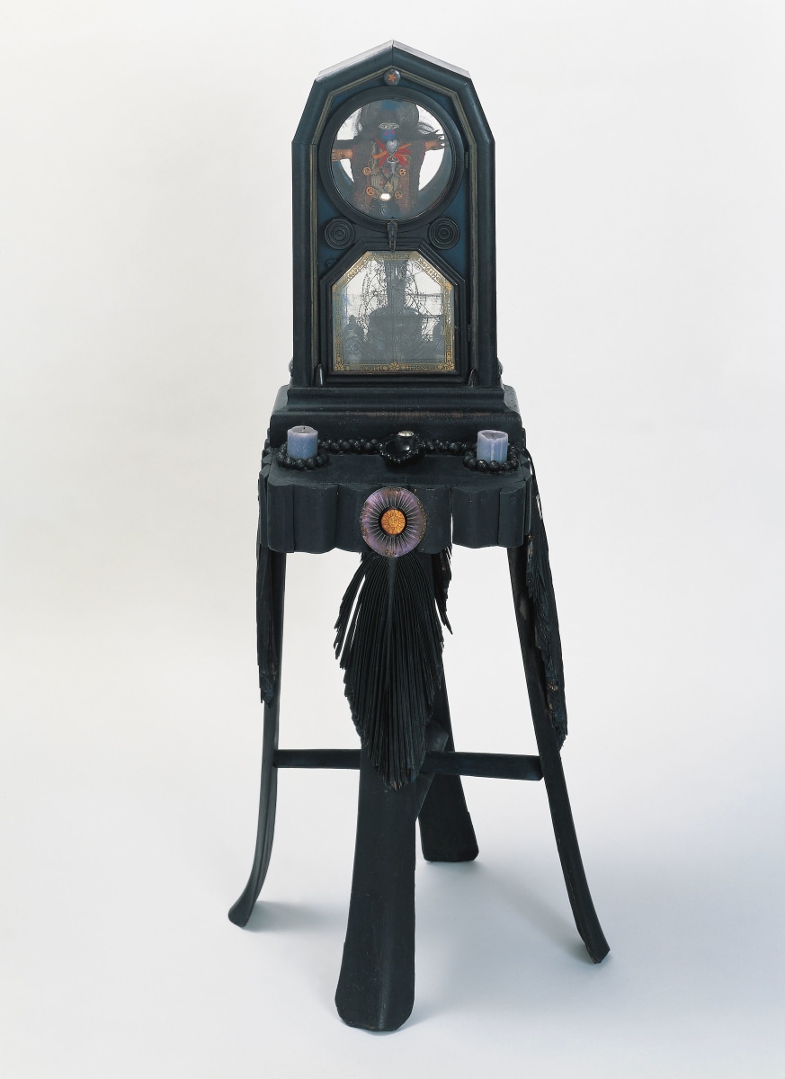 Betye Saar Indigo Mercy, 1975 Mixed media assemblage 42 x 13 x 13 in (106.7 x 33.0 x 33.0 cm) Collection of the Studio Museum of Harlem, New York; gift of Nzingha Society, Inc.