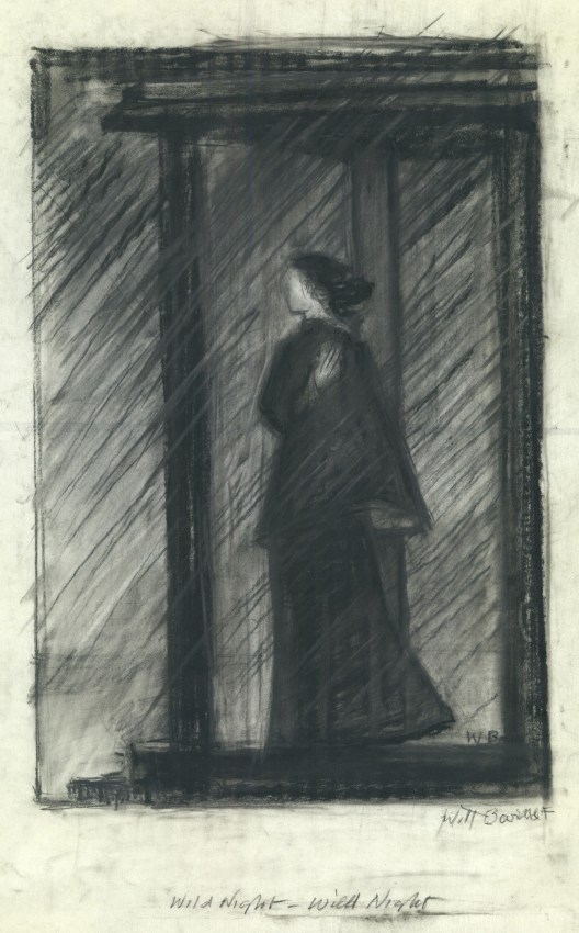 Wild Night,&nbsp;c. 1989, charcoal on vellum, 17 x 11 1/2 inches
