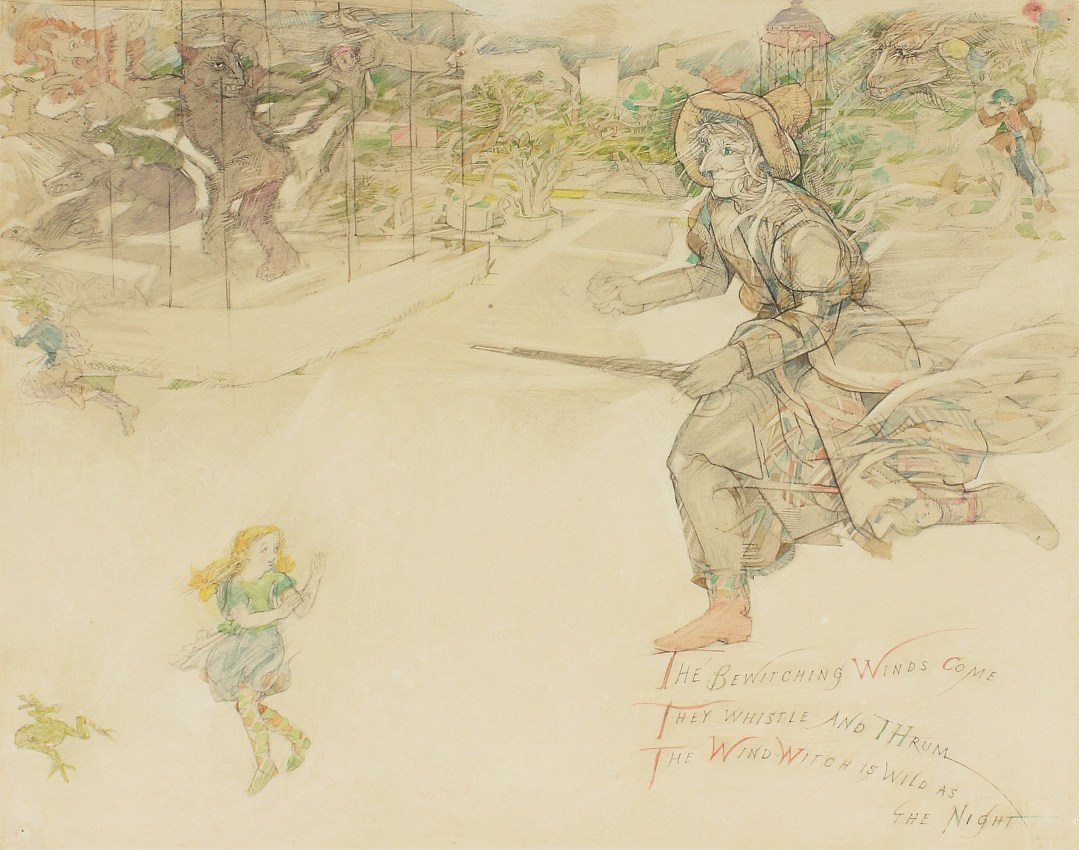 Thimbledon Bridge Illustration (page 22), 1965-1970, colored pencil and graphite on paper, 11 1/4 x 14 inches