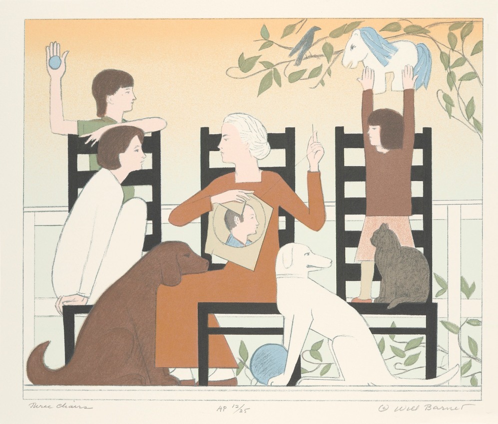 Three Chairs,&nbsp;1998, color serigraph on Arches paper,&nbsp;12 1/8 x 14 &frac14; inches