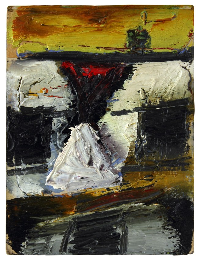 Harrington Road Series #6, 2010, oil on Bingo card, 7 1/4 x 5 1/2 inches