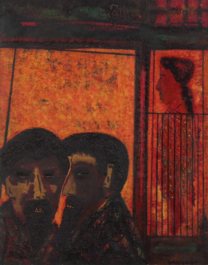 The Soul Brothers, c. 1969, oil on canvas, 31 1/4 x 24 3/4 inches