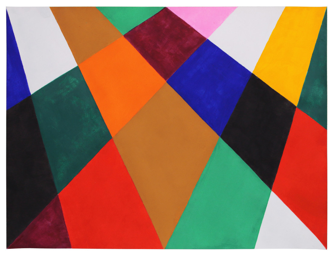 The Limits of Surfaces are Lines, 2021, gouache on paper, 12 1/8 x 16 inches