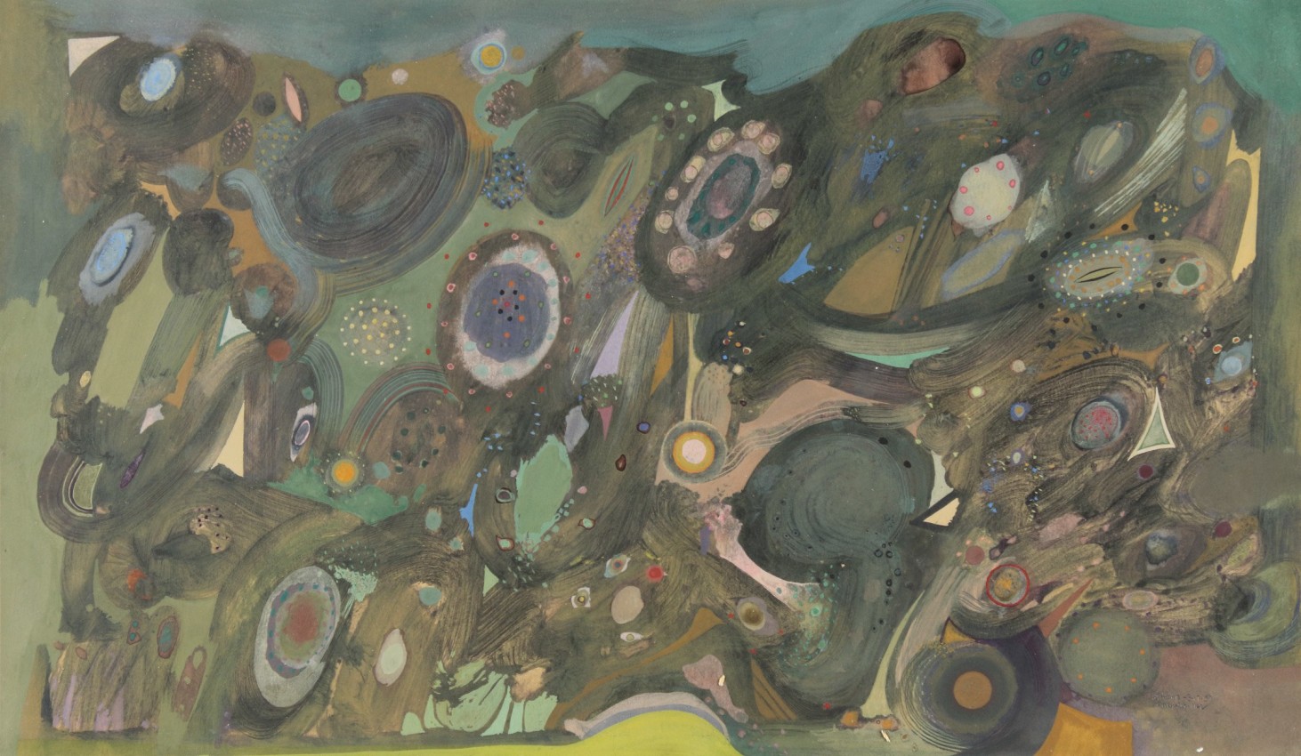 World Song II, 1957, gouache on paper, 10 1/4 x 17 1/2 inches
