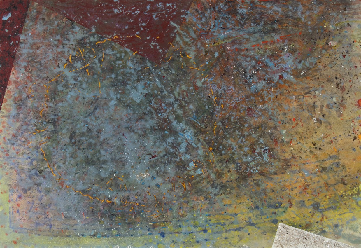 Disquiet Dappled, 1979, acrylic, eggshell, ink and crayon on paper, 16 3/4 x 24 3/8 inches